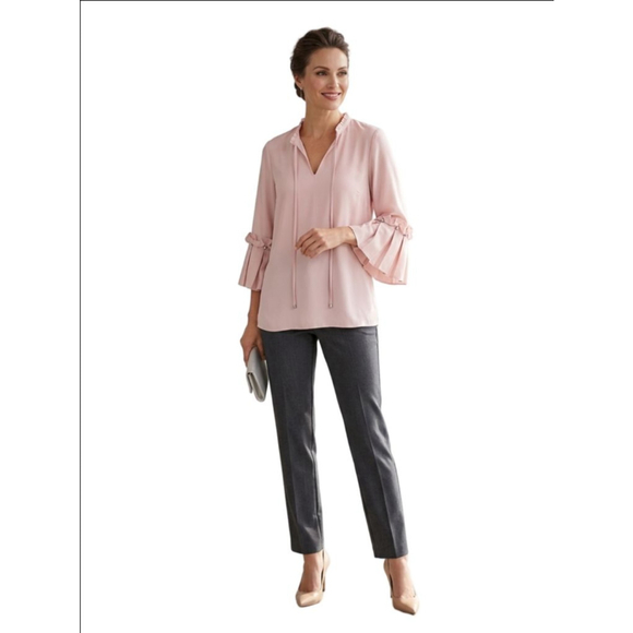 Karl Lagerfeld Tops - Women's KARL LAGERFELD PARIS Pink Blouse with Ruffle Sleeves M